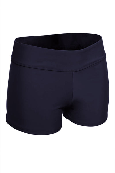 Wide Waistband Black Swim Shorts for Women