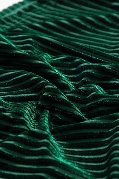 Women's Smocked Ribbed Velvet Babydoll Top in Blackish Green - Chic and Comfortable for Effortless Everyday Style