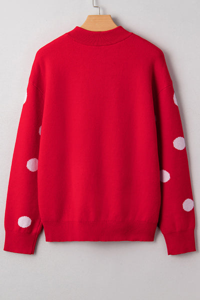 Cozy Red Dahlia Women's Holiday Graphic Sweater - Loose Fit "Let It Snow" Design for Festive Christmas Comfort and Style