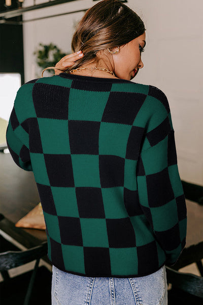 Women's Soft Knit Checked Sweater - Cozy Casual Fit for Fall & Winter Layering in Trendy Colors