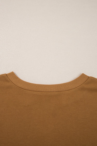 Chic Women's Patchwork Sweatshirt in Rich Textures - Comfy Casual Pullover for Effortless Style and Everyday Comfort