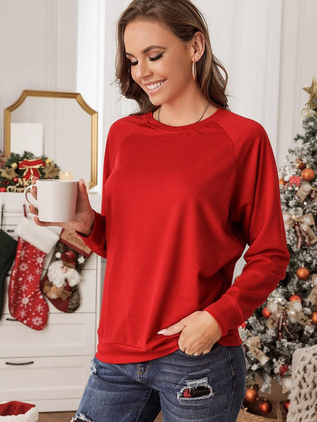 Fiery Red Classic Raglan Sleeve Sweatshirt