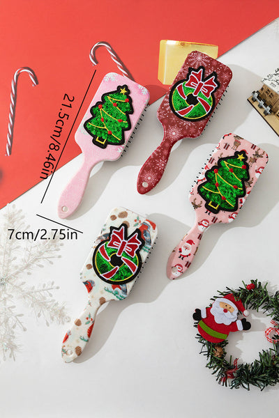 women's festive pink sequin christmas tree paddle brush made for easy styling and wardrobe coordination, with premium-like structure and finish. with
