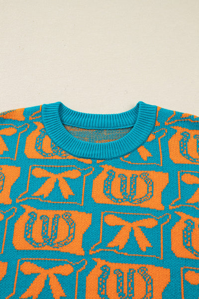 Cozy Boho-Chic Women's Western Print Sweater in Autumn Hues - Ideal for Casual Outings and Stylish Layering