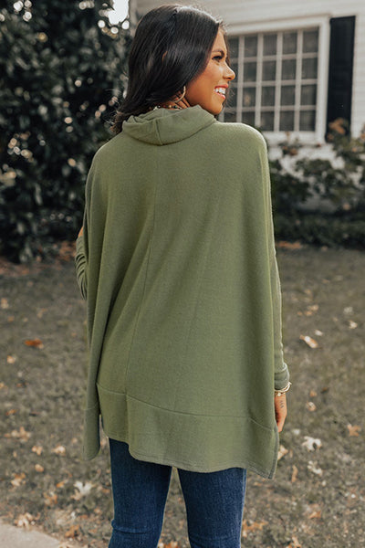 Women's Jungle Green Cowl Neck Tunic Top - Casual Shift Style with Easy Fit for Everyday Comfort and Effortless Chic