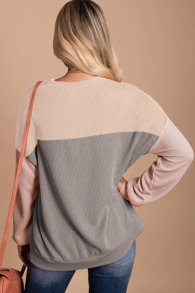 Vibrant Color Block Blouse for Women - Stylish Casual Top with Relaxed Fit Perfect for Everyday Outfits