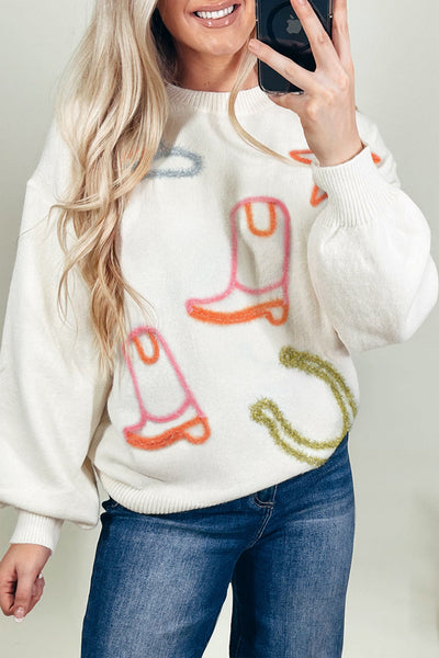 Chic Women‚Äôs Cozy White Sparkly Tinsel Sweater - Relaxed Fit Knit Top for Effortless Winter Style