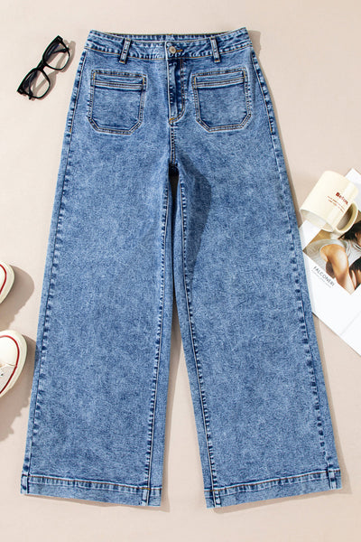 Women's Classic Blue Relaxed Fit Straight Leg Jeans - Trendy, Comfortable Denim for Everyday Wear and Effortless Style