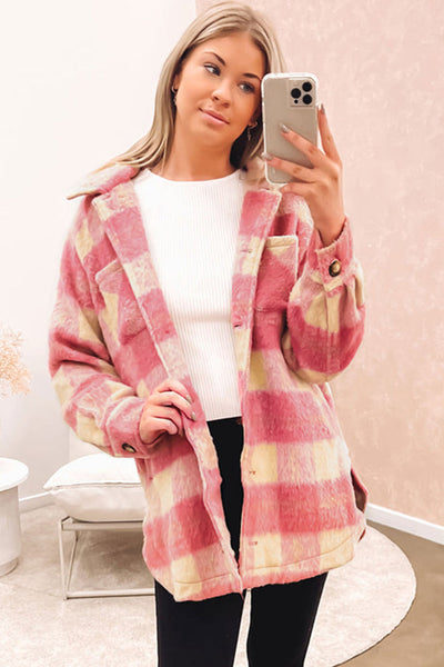 Plaid woolen coat coat thick coat for women
