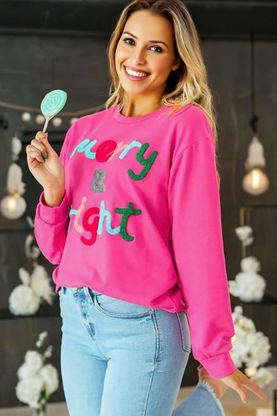 Women's Vibrant Rose Merry and Bright Chenille Graphic Sweatshirt with practical styling and dependable silhouette control.