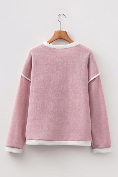 Cozy Light Pink Fitted Knit Sweater for Women - Stylish Top Ideal for Casual Outings and Everyday Comfort