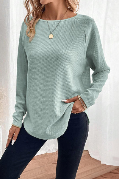 Women's Moonlight Jade Raglan Knit Top in Textured Viscose Blend