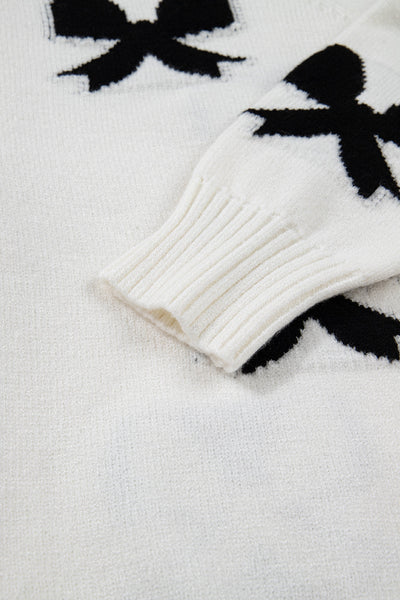 Women's Intarsia Bow Tie-Front Cardigan in Ivory and Black made for easy styling and wardrobe coordination, with premium-like structure and finish.