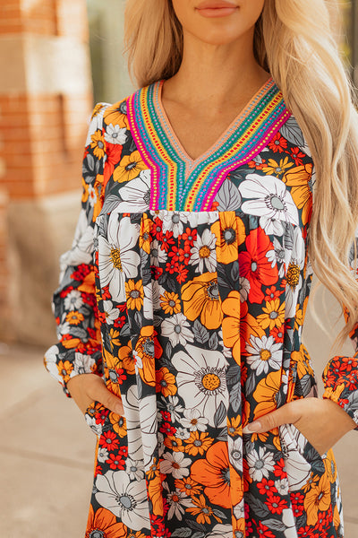 Flattering Women‚Äôs Orange Floral Maxi Dress - Breezy Summer Style for Casual Outings & Parties, Effortlessly Chic
