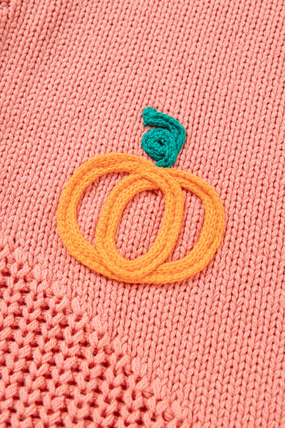 Women's Cozy Pumpkin Embroidered Sweater - Cute Autumn Style, Comfortable Fit for Fall Fashion Outfits