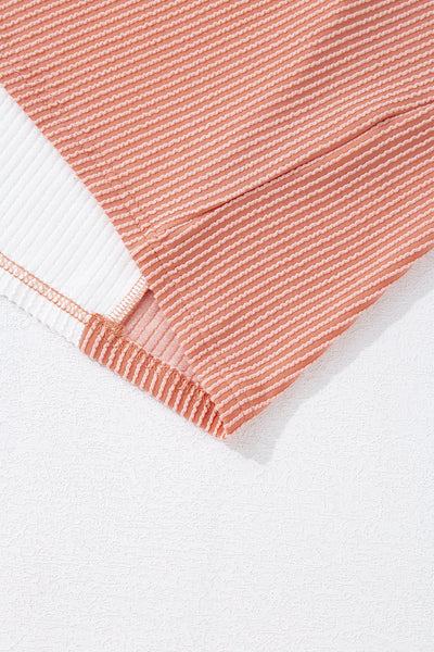 Women's Pale Chestnut Ribbed Color Block Long Sleeve Top made for easy styling and wardrobe coordination, with premium-like structure and finish.