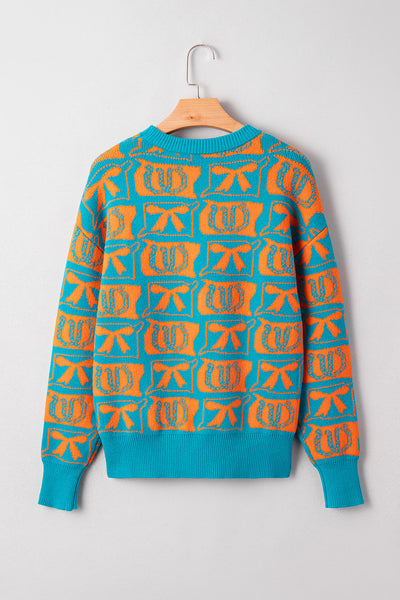 Cozy Boho-Chic Women's Western Print Sweater in Autumn Hues - Ideal for Casual Outings and Stylish Layering