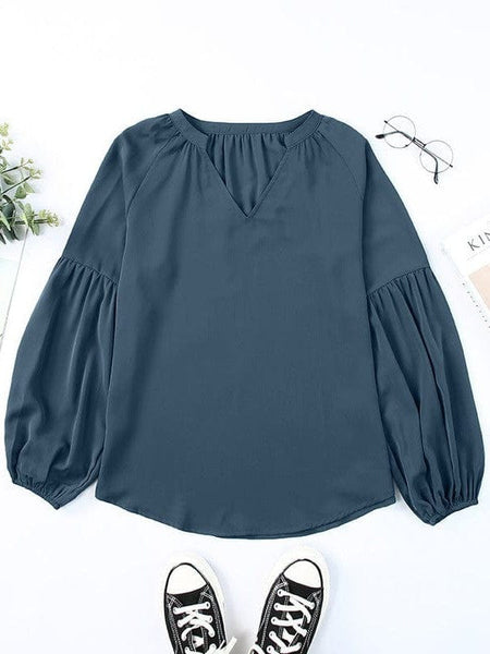 Bell Sleeve Crewneck Lace Floral Textured Babydoll Blouse