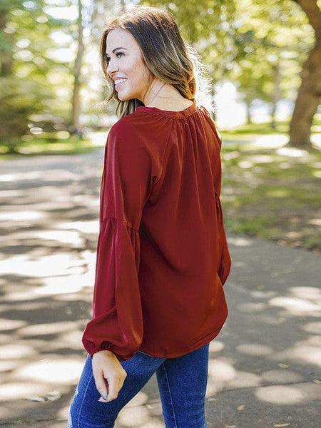 Bell Sleeve Crewneck Lace Floral Textured Babydoll Blouse