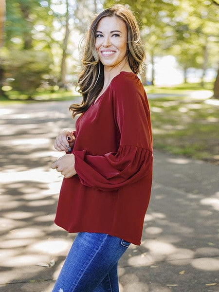 Bell Sleeve Crewneck Lace Floral Textured Babydoll Blouse