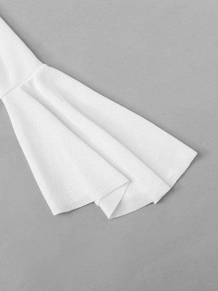 Women's Bell Sleeve Self-Tie Crop Top in Crop Tops with versatile layering silhouettes