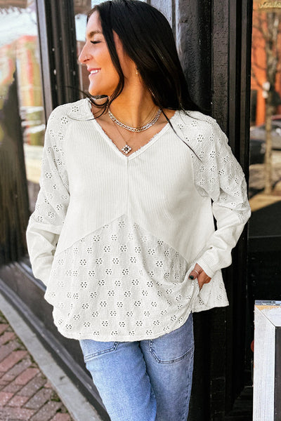 Women's Soft V-Neck Long Sleeve Blouse - Casual Chic Top for Everyday Comfort and Versatile Wardrobe Essentials