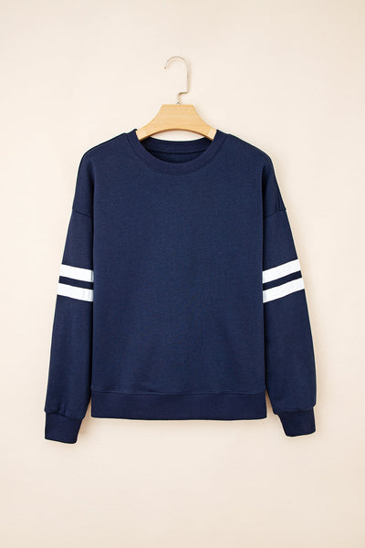 Cozy Women's Varsity Stripe Sweatshirt - Trendy Casual Style for Everyday Comfort in Soft Fabric