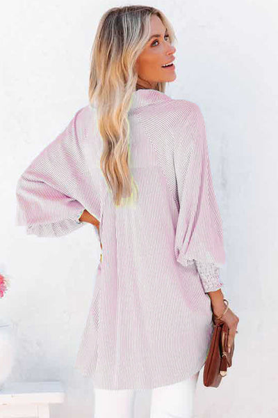 Women'S Solid Color V-Neck Denim Shirt With Short Sleeves