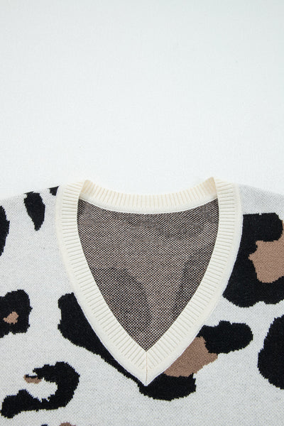 Cozy Women's Leopard Print Patchwork Sweater - Stylish Fall Layering Essential in Warm Tones