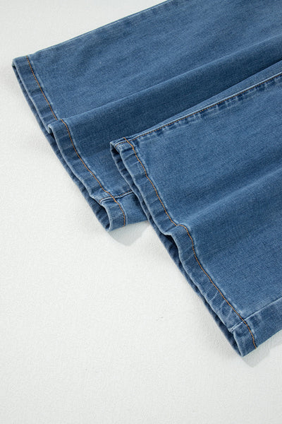 Chic Women's High Waist Blue Jeans - Flattering Fit for Everyday Comfort & Trendy Casual Looks