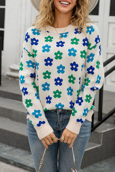 Cozy Pastel Floral Knit Sweater for Women Chic, Stylish Design Perfect for Every Season and Occasion