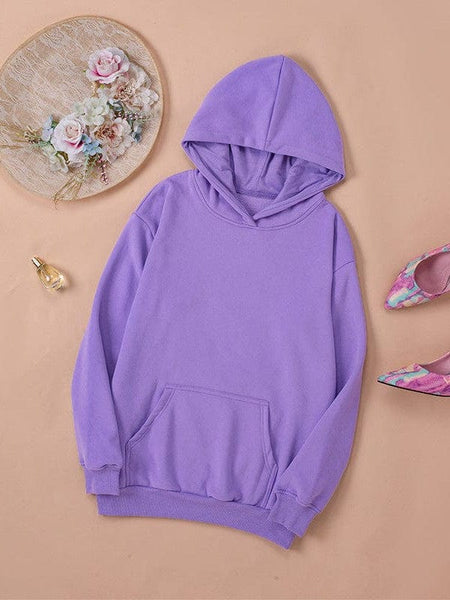 women's relaxed lavender cotton-blend hoodie with kangaroo pocket made for easy styling and wardrobe coordination, with premium-like structure and