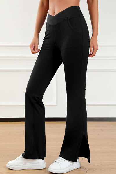 Solid Vintage-Inspired High Waist Flare Leg Slim Pants