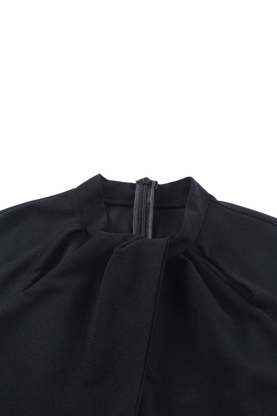 Women's Black Twist-Neck Wide-Leg Sleeveless Jumpsuit