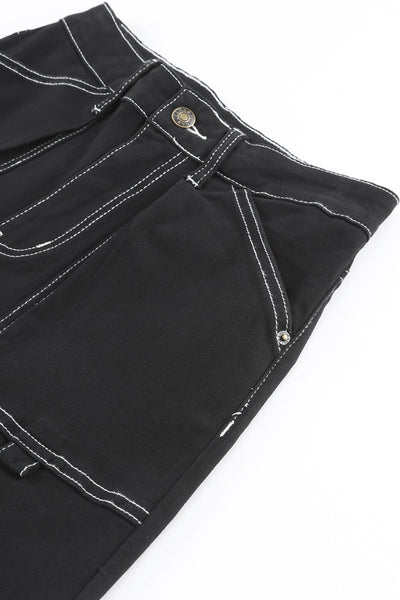 Fashion Low Waist Straight Multi Pocket Pants