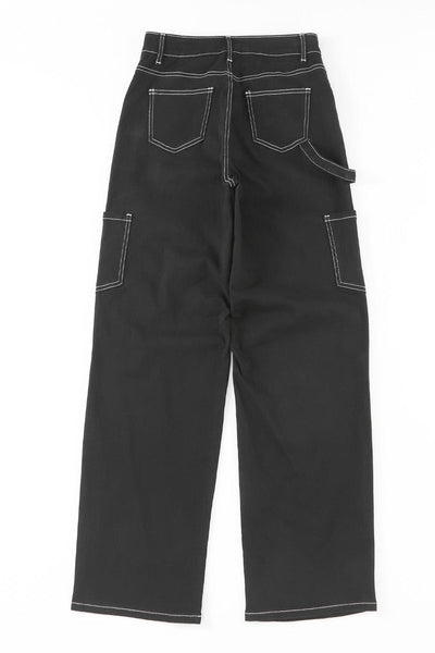 Fashion Low Waist Straight Multi Pocket Pants