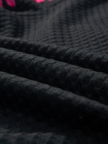 New Fashion Black Top with Puff Sleeves and Embroidery