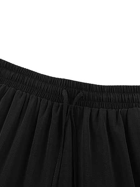 Elegant Black Tiered Maxi Skirt with Drawstring Waist