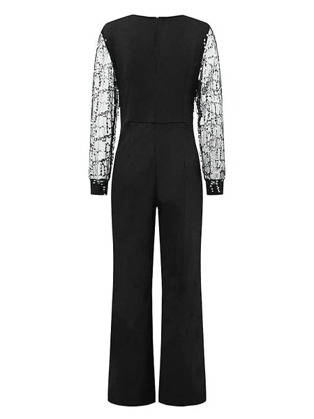 Women's Black Twist-Neck Wide-Leg Sleeveless Jumpsuit