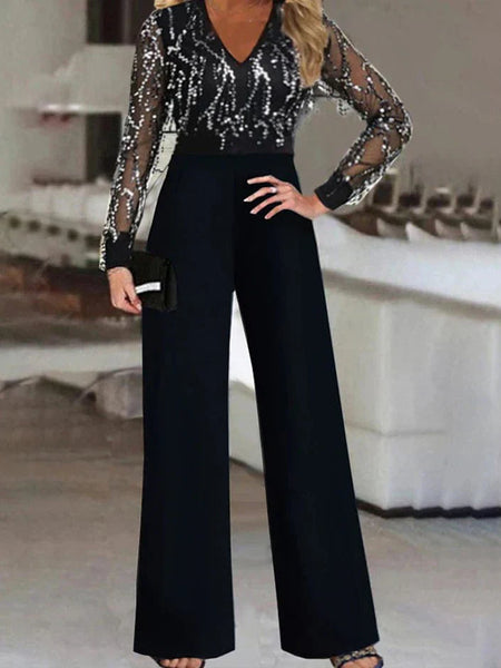 Women's Black Twist-Neck Wide-Leg Sleeveless Jumpsuit