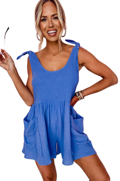 Flowery Print Jumpsuit with Pockets, Sleeveless Casual Romper for Women