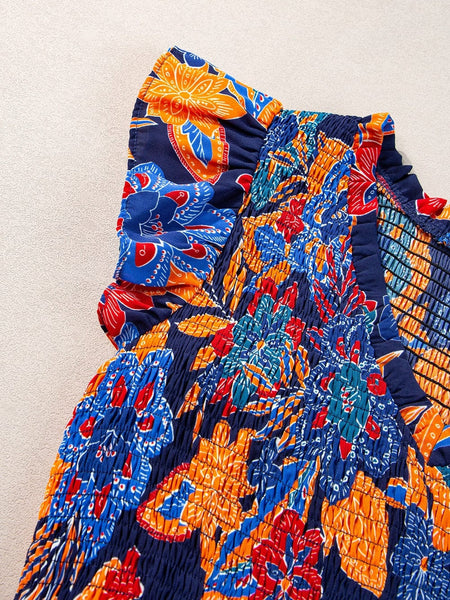V-Neck Smocked Waist Maxi Dress