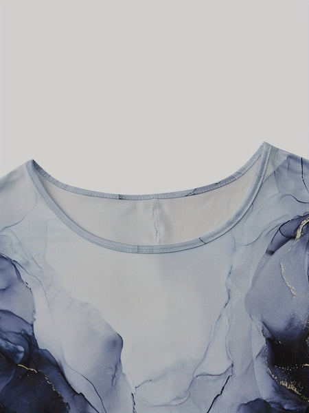 Bohemian Graphic Print Plus Size T-shirt with Stylish Round Neck