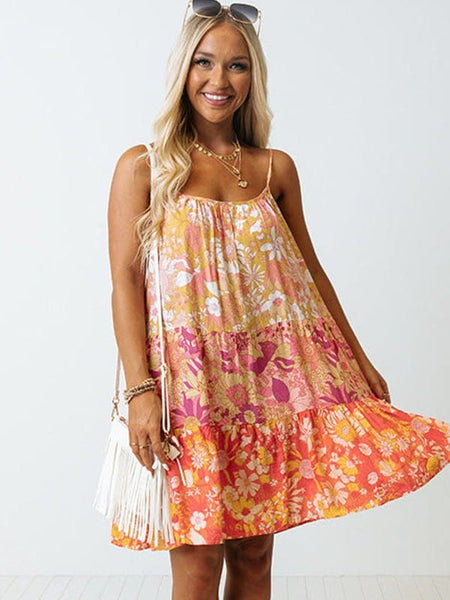 Sexy Camisole Print Fashion Mini Dress