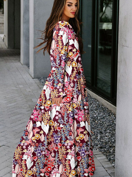 Plus Size Casual Tank Dress, Women's Plus Colorblock Floral Print Cut Out Round Neck Medium Stretch Maxi Tank Dress