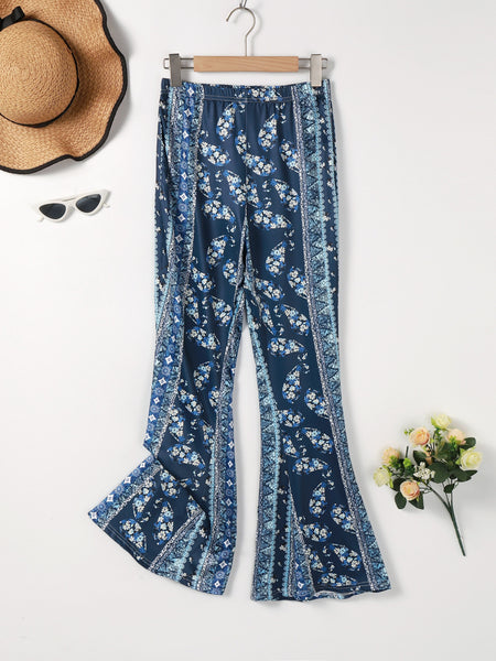 Boho Tribal Print High Waist Flared Leg Pants