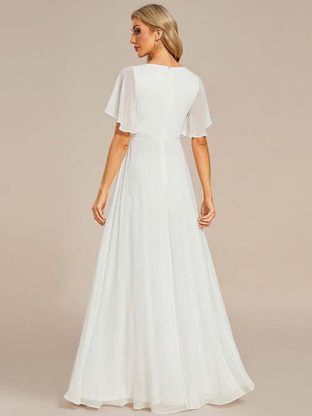 Bridesmaid Gown with V Neck Lace Applique