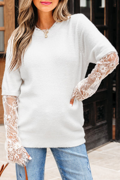 Chic Oversized Fuzzy Sweater for Women in Soft Beige - Cozy Knit Pullover for Effortless Casual Style
