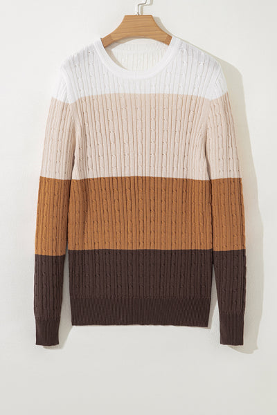 Trendy Women's Colorblock Knit Pullover Sweater - Cozy, Stylish Fit in Beautiful Shades for Effortless Everyday Wear
