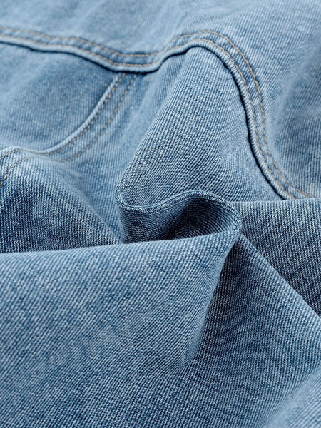 Women's Sky Blue Rhinestone Embellished Denim Shacket